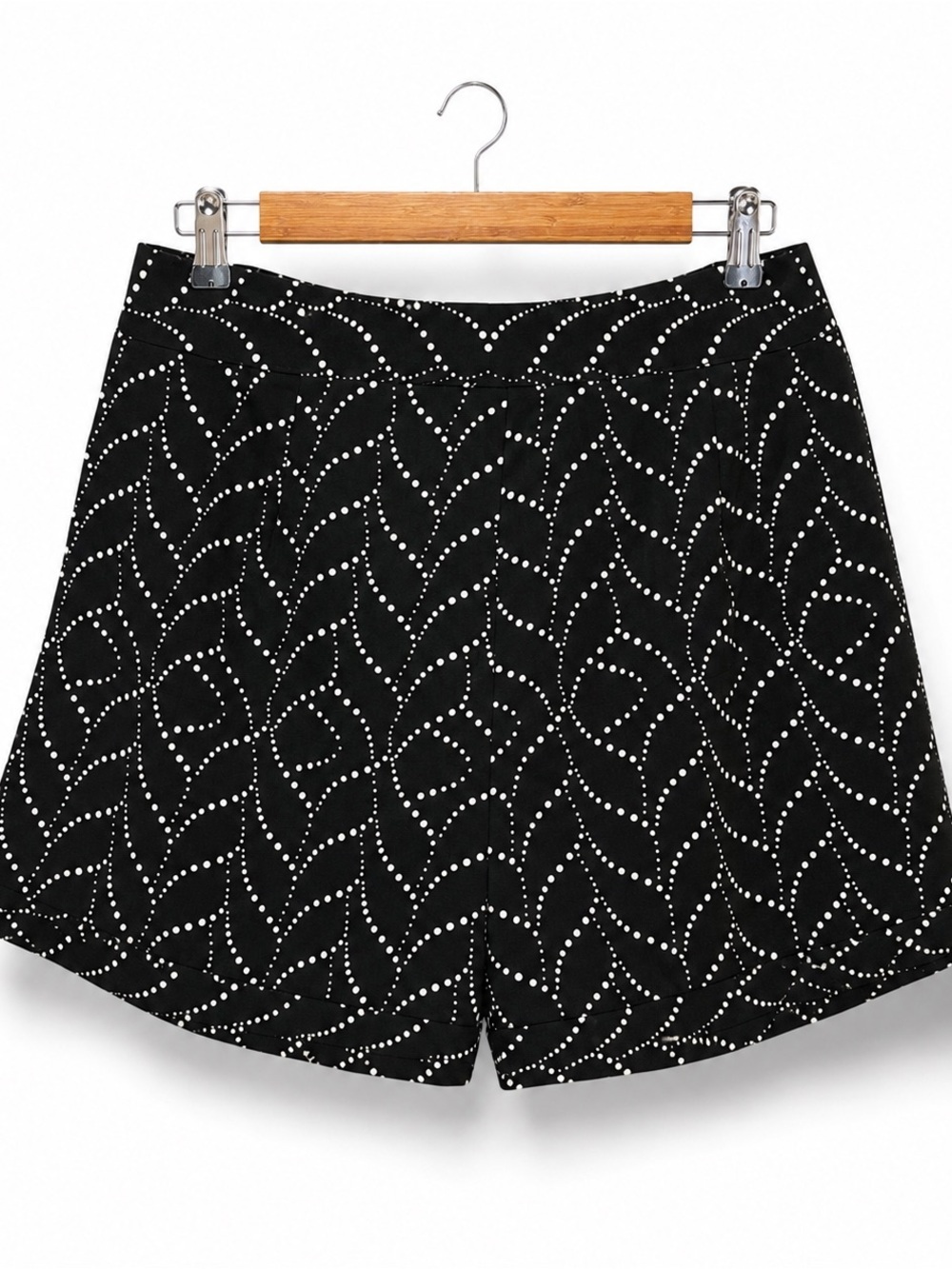 Molly Bracken Black Dot Print High Waist Tailored Shorts French Chic M - Picture 3 of 13